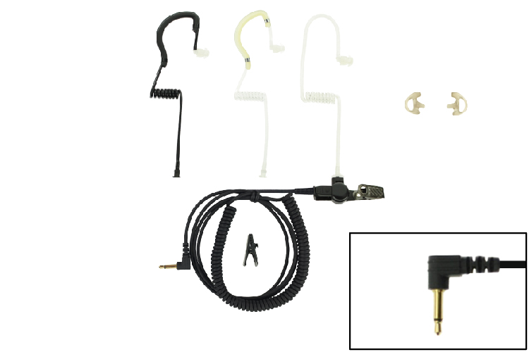 Eartube earpiece for RSM or radio with 3.5mm plug and long cable
