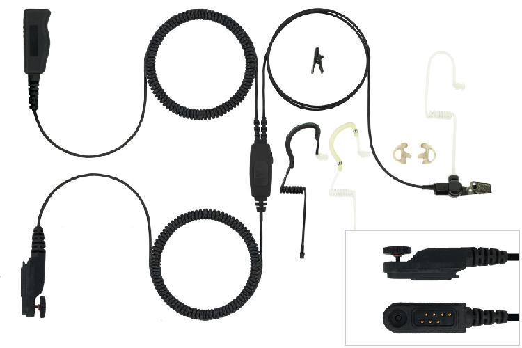 Three-Wire T-Series headset for Harris XL-150/185/200 and XG-100P radios