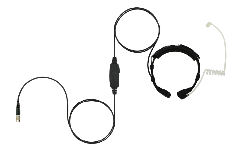 Throat Microphone Headset with Acoustic Tube Earpiece for Quick Disconnect Adapter